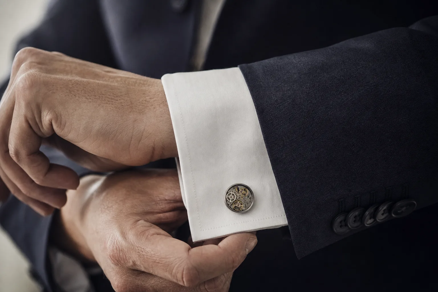 Boutons de manchette avec mécanisme visible : Ingéniosité et style avec des boutons de manchette à mécanisme apparent