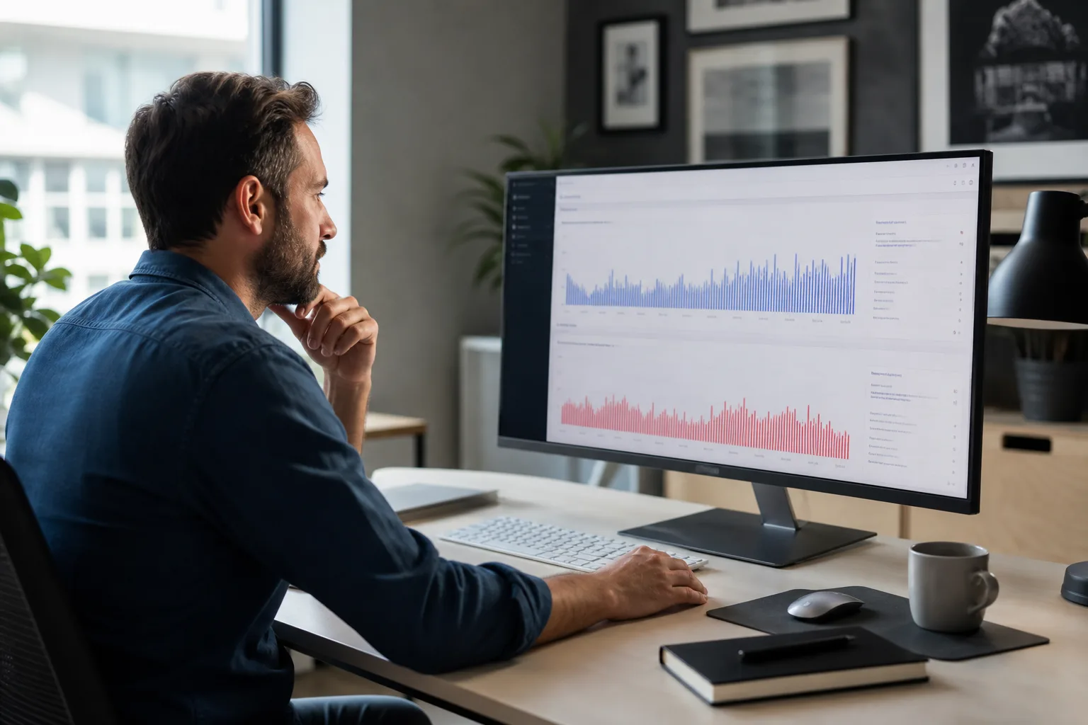 Écran d'ordinateur affichant un rapport d'erreurs d'indexation dans Google Search Console, bureau de travail SEO